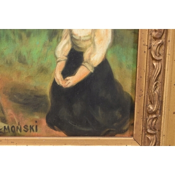 Józef Chełmoński - Modląca się Kobieta - Kapliczka w Lesie - Obraz Olejny