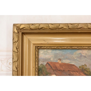 Jan Stanisławski - Pejzaż Polskiej Wsi - Konie w Zagrodzie - Obraz Olejny