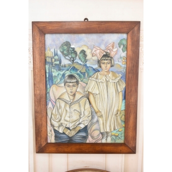 Ignacy Witkiewicz Witkacy 1938 - Pastel Obraz - Portret Brata I Siostry