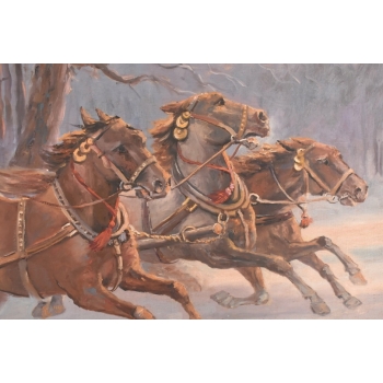 J. Fałat - Wyprawa Na Polowanie - Myśliwska Scena - Stary Obraz Olejny