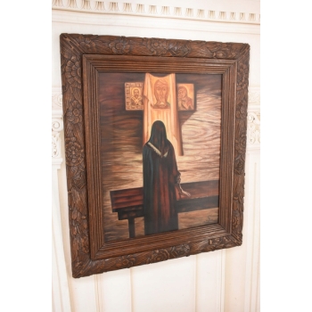 Styka - Modlitwa Kobiety w Kościele - Ołtarz Kościół - Obraz Olejny