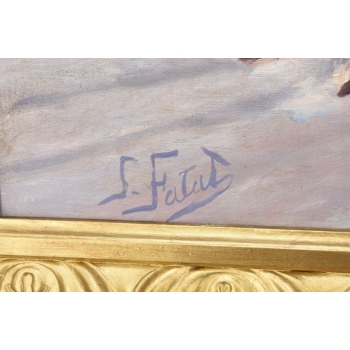 J Fałat - Wyprawa Na Targ - Zimowa Scena - Duży Obraz Olejny Unikalna Rama