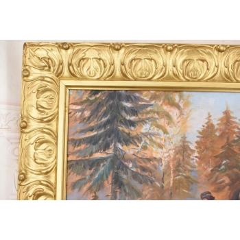 J Fałat - Wyprawa Na Targ - Zimowa Scena - Duży Obraz Olejny Unikalna Rama