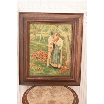 Józef Chełmoński - Zakochana Para w Sadzie - Obraz Olejny - Złota Rama