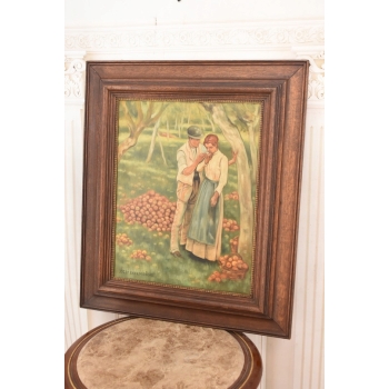 Józef Chełmoński - Zakochana Para w Sadzie - Obraz Olejny - Złota Rama