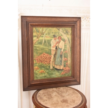 Józef Chełmoński - Zakochana Para w Sadzie - Obraz Olejny - Złota Rama