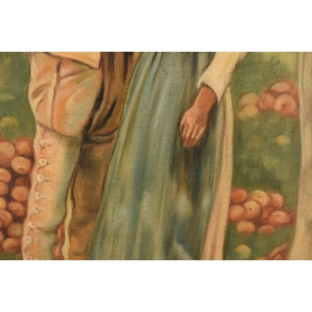 Józef Chełmoński - Zakochana Para w Sadzie - Obraz Olejny - Złota Rama