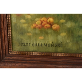 Józef Chełmoński - Zakochana Para w Sadzie - Obraz Olejny - Złota Rama