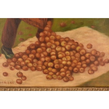 Józef Chełmoński - Zbiór Owoców - Jabłka Na Cydr - Obraz Olejny Złota Rama