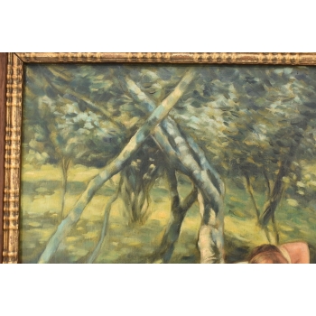 Józef Chełmoński - Kobieta z Koszami - Pejzaż Wsi - Obraz Olejny Złota Rama