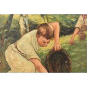 Józef Chełmoński - Kobieta z Koszami - Pejzaż Wsi - Obraz Olejny Złota Rama