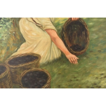 Józef Chełmoński - Kobieta z Koszami - Pejzaż Wsi - Obraz Olejny Złota Rama