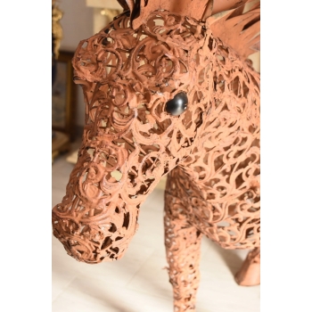 Ogromna Figura - Koń Konik - Rdza - Rzeźba Metalowa Dom - Vintage