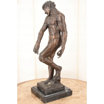 Auguste Rodin Adam - Posąg Akt Mężczyzny - Sygn Rzeźba Figura z Brązu 38cm