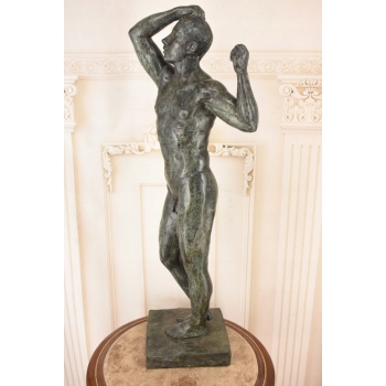 Ogromna Rzeźba wg Auguste Rodin - Męski Akt Adam - Rzeźba Figura z Brązu