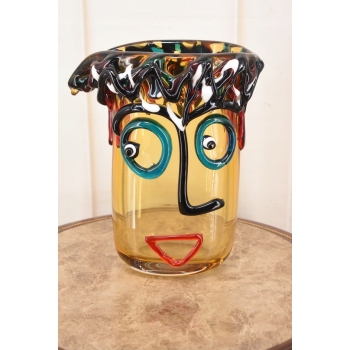 Kolorowy Wazon 3D - Twarz Głowa - Szkło Murano Style Dekoracja