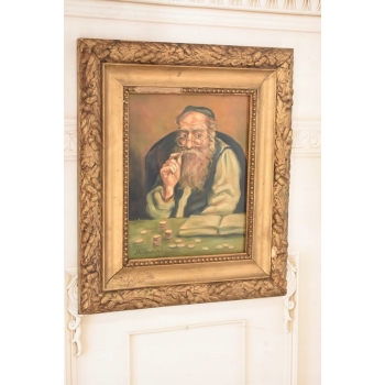 M. Lisowski - Żyd W Okularach Liczący Pieniądze - Obraz Olejny Na Szczęście