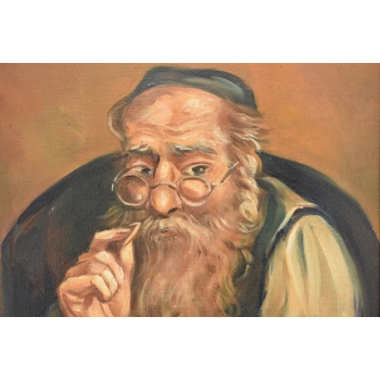 M. Lisowski - Żyd W Okularach Liczący Pieniądze - Obraz Olejny Na Szczęście