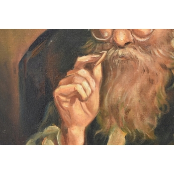 M. Lisowski - Żyd W Okularach Liczący Pieniądze - Obraz Olejny Na Szczęście