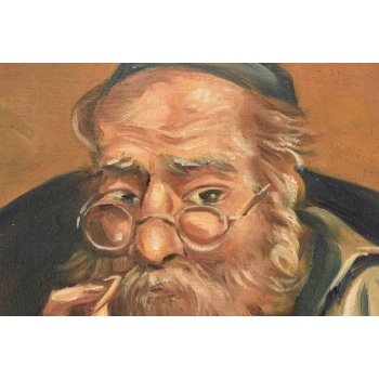 M. Lisowski - Żyd W Okularach Liczący Pieniądze - Obraz Olejny Na Szczęście