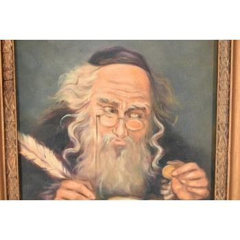 M. Lisowski - Żyd Liczący Złote Monety Obraz Olejny Symbolizujący Szczęście