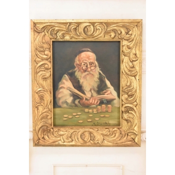 M. Lisowski - Żyd ze Złotymi Monetami - Obraz Symbolizujący Szczęście