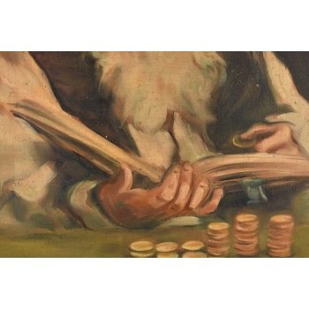 M. Lisowski - Żyd ze Złotymi Monetami - Obraz Symbolizujący Szczęście