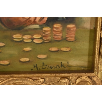 M. Lisowski - Żyd ze Złotymi Monetami - Obraz Symbolizujący Szczęście