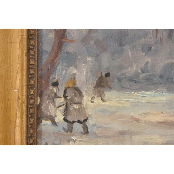 Wojciech Kossak - Szarża Ułanów Na Koniach - Zimowa Scena - Obraz Olejny