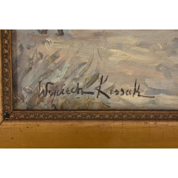 Wojciech Kossak - Szarża Ułanów Na Koniach - Zimowa Scena - Obraz Olejny