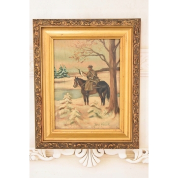 Jerzy Kossak - Ułan Na Koniu w Czasie Zimy - Polski Obraz Olejny