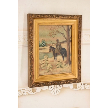 Jerzy Kossak - Ułan Na Koniu w Czasie Zimy - Polski Obraz Olejny