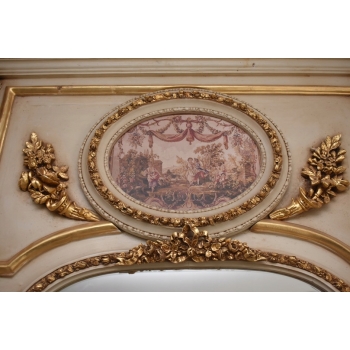 Kryształowe Barokowe Lustro - Złoto Kremowe - 235 x 130 cm - Arystokracja