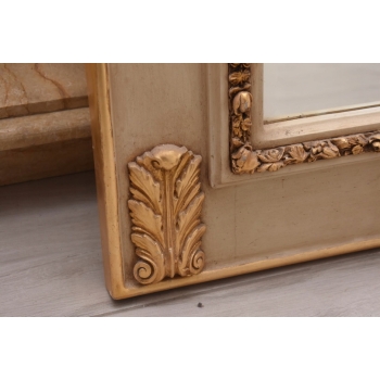 Kryształowe Barokowe Lustro - Złoto Kremowe - 235 x 130 cm - Arystokracja