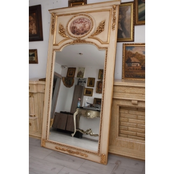 Kryształowe Barokowe Lustro - Złoto Kremowe - 235 x 130 cm - Arystokracja