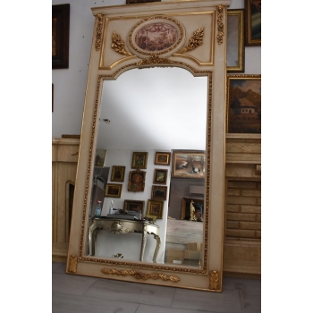 Kryształowe Barokowe Lustro - Złoto Kremowe - 235 x 130 cm - Arystokracja