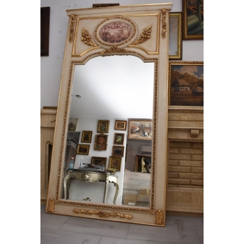 Kryształowe Barokowe Lustro - Złoto Kremowe - 235 x 130 cm - Arystokracja