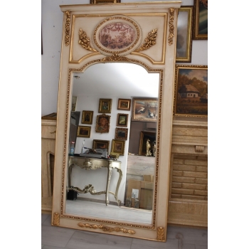 Kryształowe Barokowe Lustro - Złoto Kremowe - 235 x 130 cm - Arystokracja