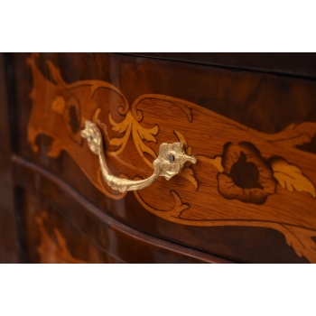 Komoda Intarsjowana Ludwik - Stolik Nocny Stolik z Szufladami - Uszkodzona