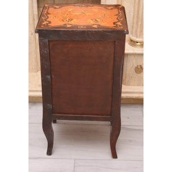Komoda Intarsjowana Ludwik - Stolik Nocny Stolik z Szufladami - Uszkodzona