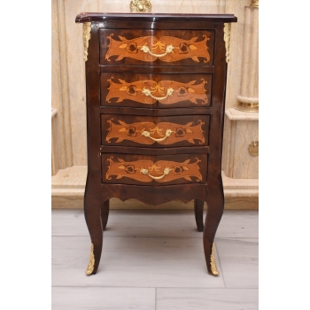 Komoda Intarsjowana Ludwik - Stolik Nocny Stolik z Szufladami - Uszkodzona