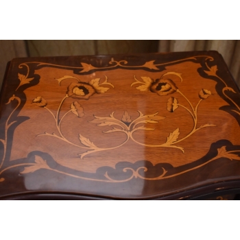 Komoda Intarsjowana Ludwik - Stolik Nocny Stolik z Szufladami - Uszkodzona