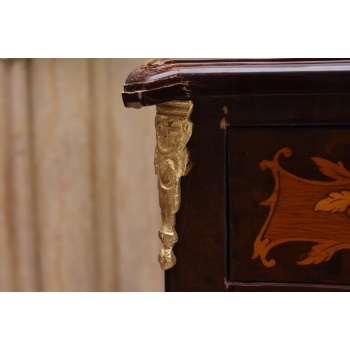 Komoda Intarsjowana Ludwik - Stolik Nocny Stolik z Szufladami - Uszkodzona