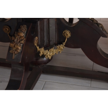 Meble Do Gabinetu - Stół Owalny + 4 Krzesła - Marmurowy Blat Złote Okucia