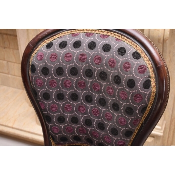 Meble Do Gabinetu - Stół Owalny + 4 Krzesła - Marmurowy Blat Złote Okucia