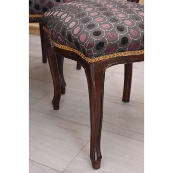 Meble Do Gabinetu - Stół Owalny + 4 Krzesła - Marmurowy Blat Złote Okucia