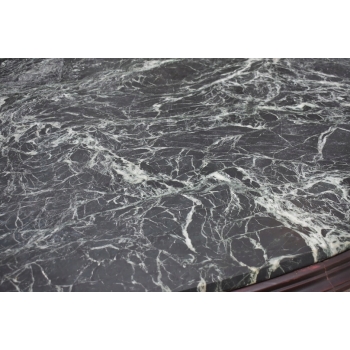 Meble Do Gabinetu - Stół Owalny + 4 Krzesła - Marmurowy Blat Złote Okucia