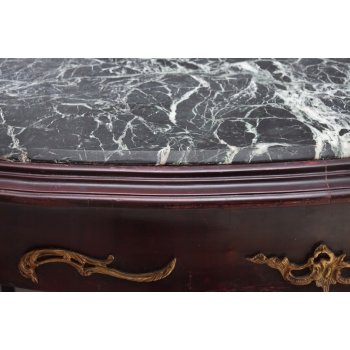 Meble Do Gabinetu - Stół Owalny + 4 Krzesła - Marmurowy Blat Złote Okucia