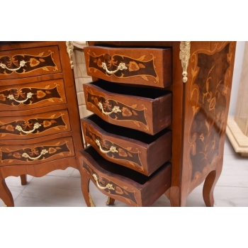 Komody Intarsjowane Ludwik - Stoliki Nocne Stolik z Szufladami - 4 Szuflady