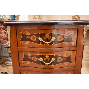 Komody Intarsjowane Ludwik - Stoliki Nocne Stolik z Szufladami - 4 Szuflady